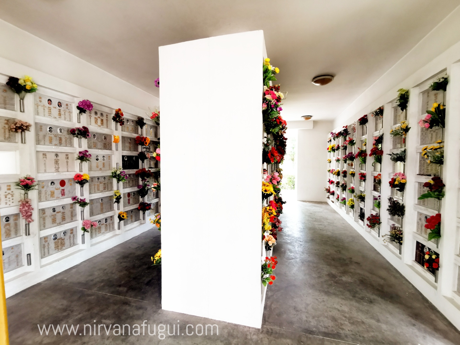 The niches in Choa Chu Kang Columbarium are arranged side by side