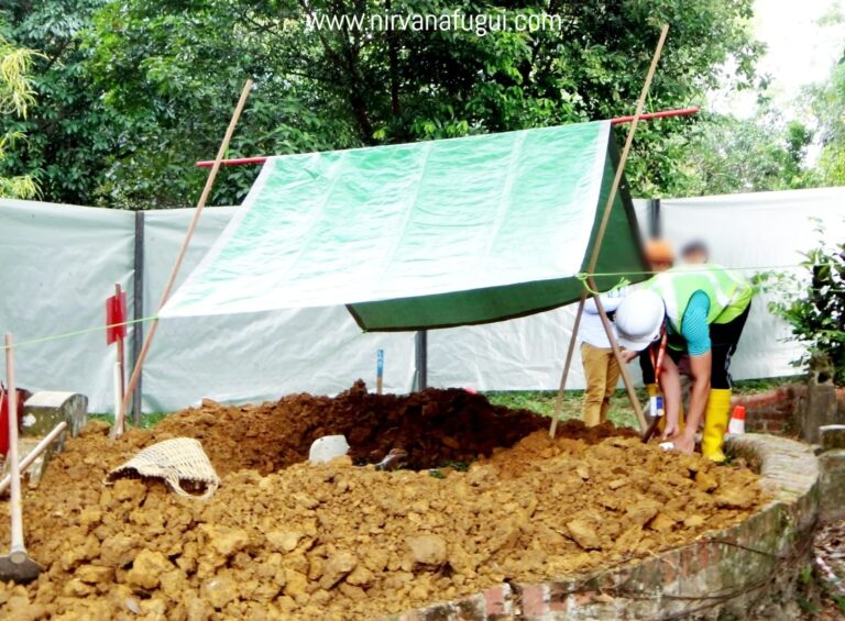 Grave exhumation and relocating the remains to columbarium