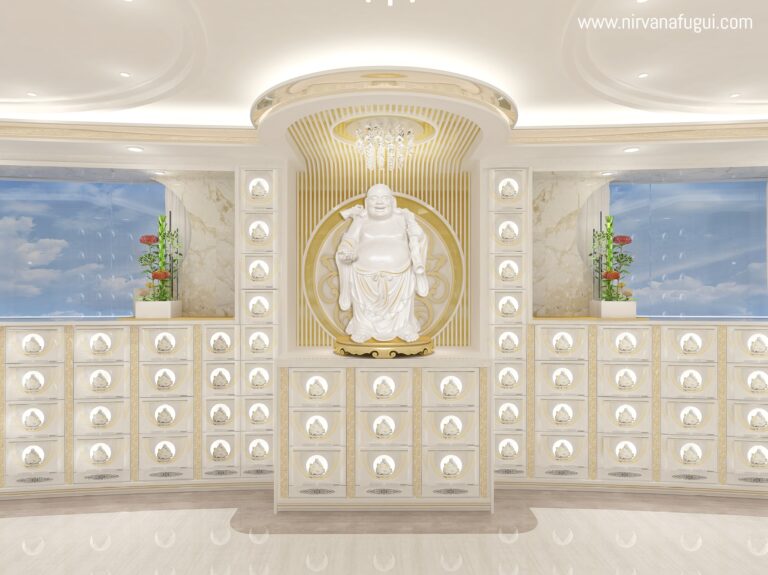 Elegant Majestic Maitreya Buddha (弥勒佛) statue is at the center