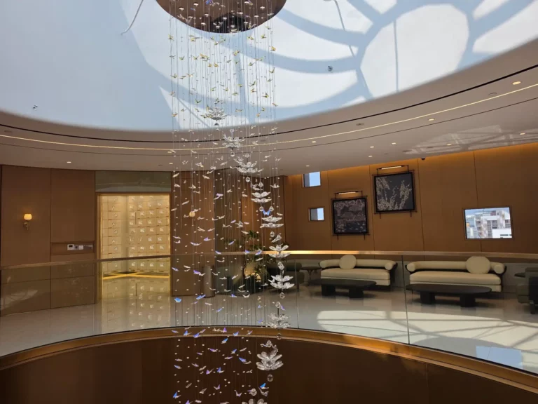 A comfortable lounge outside the columbarium niche rooms where families can rest during their visit